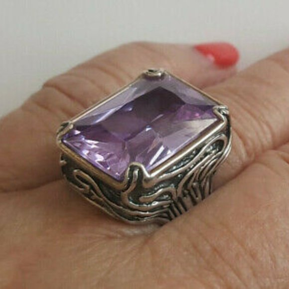 Silpada Bold Lavender CZ Sterling Silver Ring 7 - Picture 5 of 7